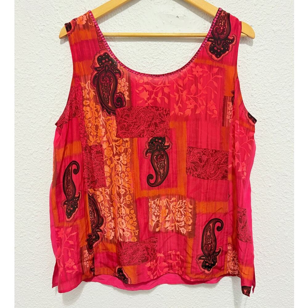 Vintage y2k Silk Going Out Top Euro Blouse Paisley Floral Boho Glam
